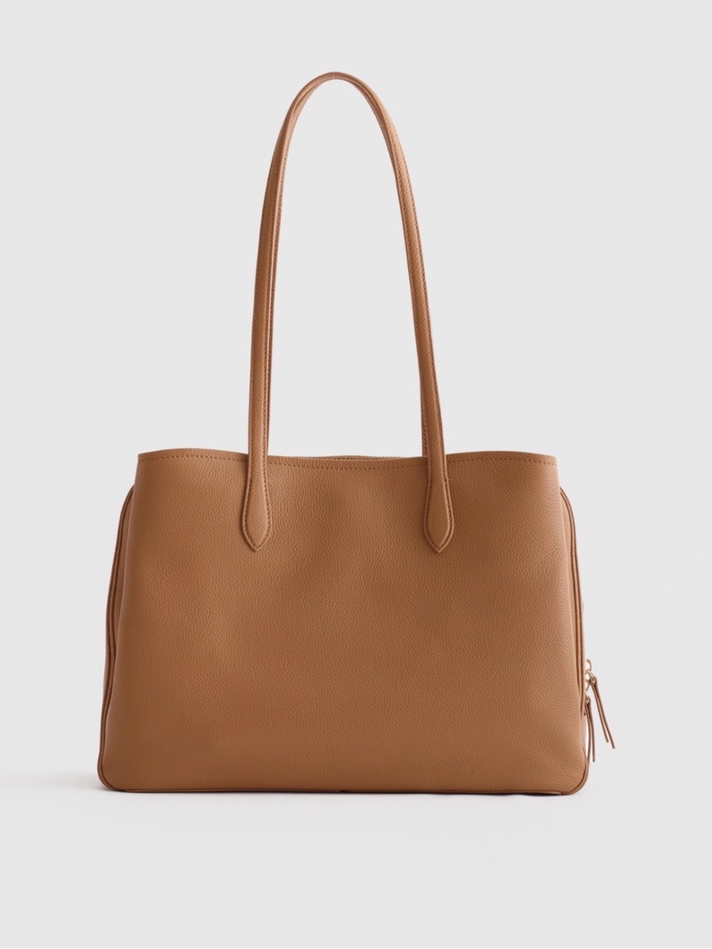 Quince Pebbled Leather Tote in Cognac Brown